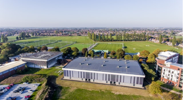 Drone footage of Sports building